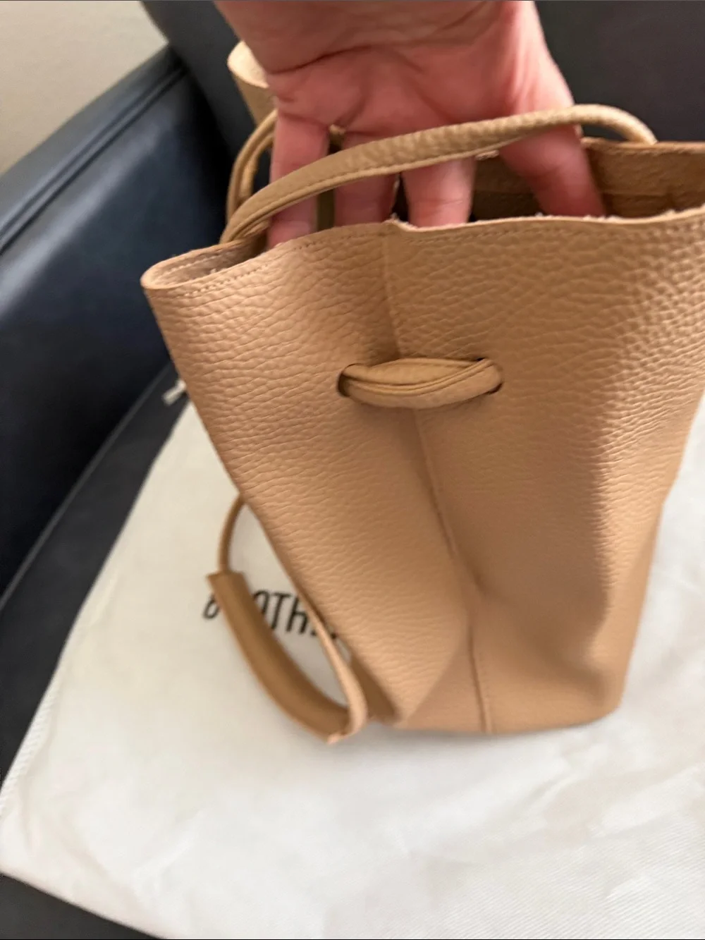 NWOT 8 Other Reasons Tan Vegan Leather Drawstring Tote